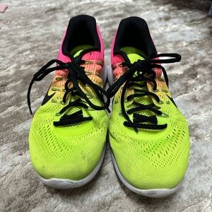 NIKE LUNARGLIDE 8 OC Neon Yellow Pink Running Training Walking Shoes